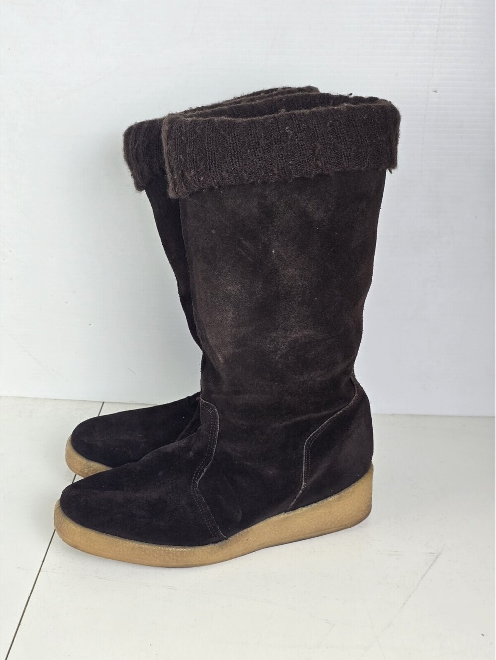 Quoddy Classic Boot Moccasins Women’s Size 8 Brown Suede Calf Boots Rare Vintage